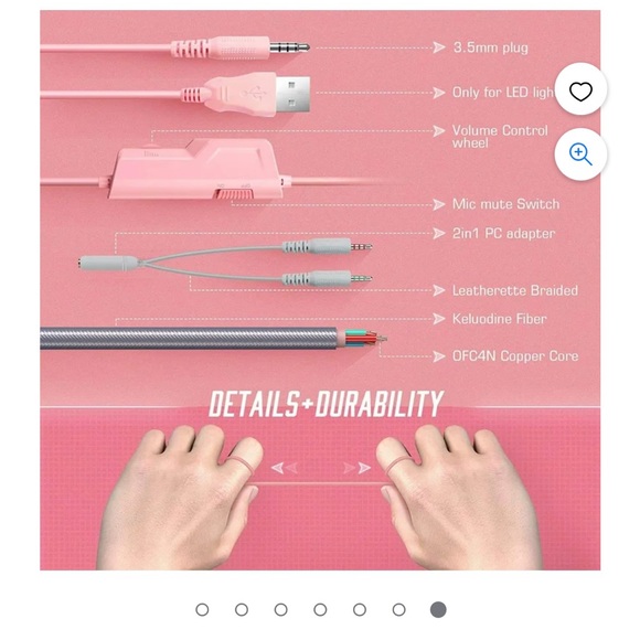 Pink Gaming headsets with Noise Canceling Mic for PC/MAC/PS4/PS5/Switch/Xbox - Picture 7 of 7